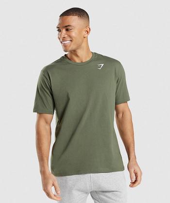 T Shirts Gymshark Crest Hombre Verde Oliva | CO 3259OKI